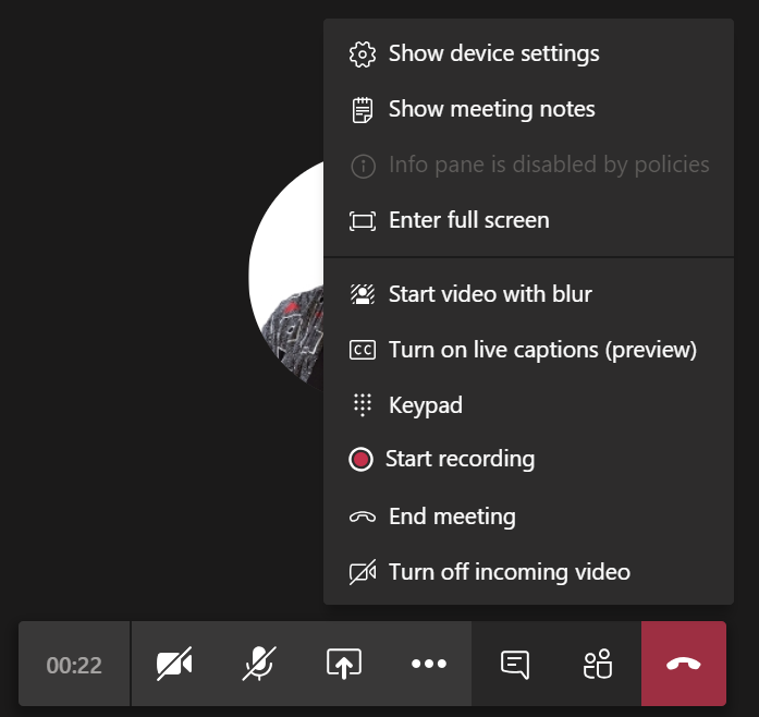 Teams meetings are easy to record. You can find the record function by clicking on the three dots on the bar at the bottom of the meeting window.