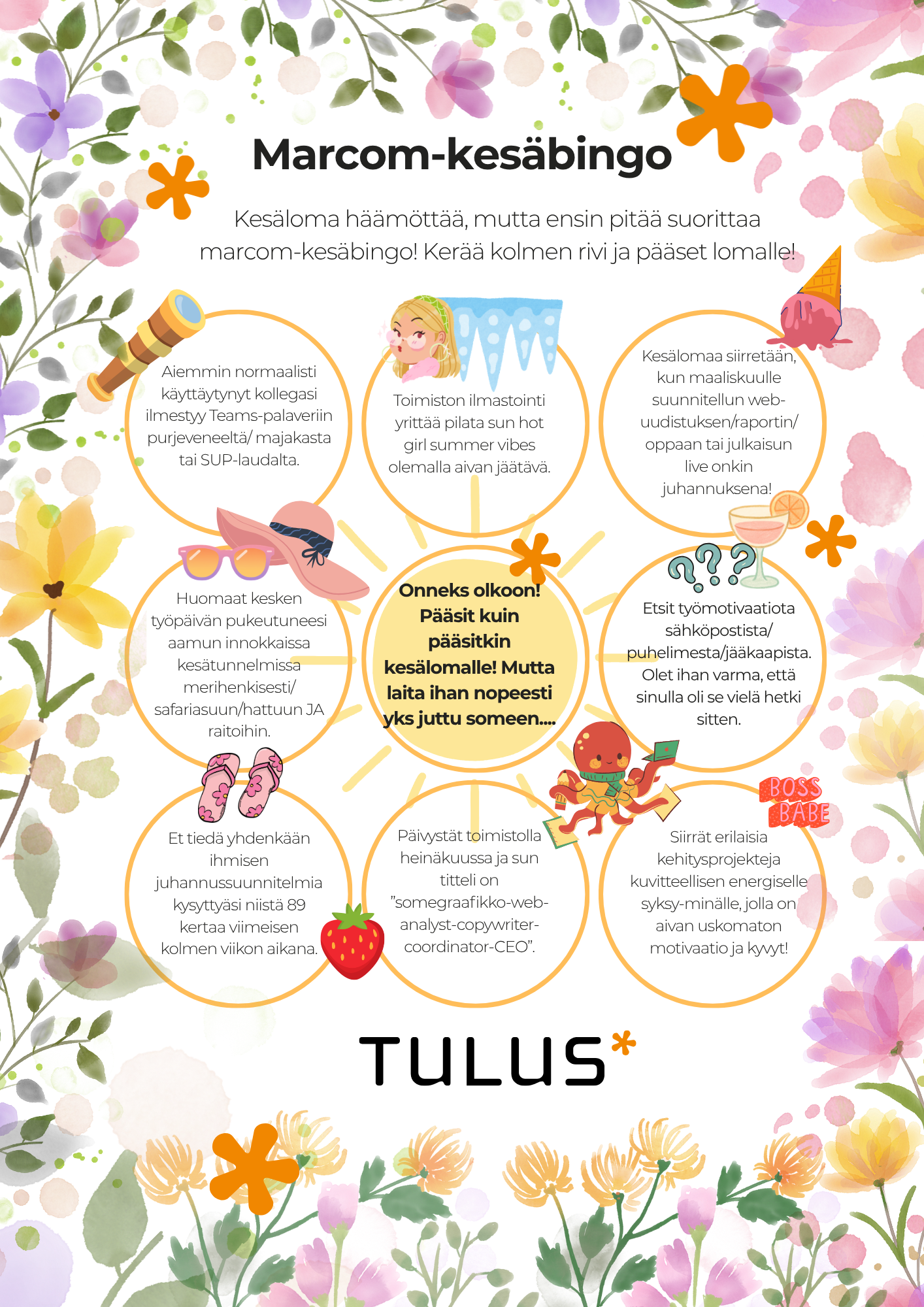 Tuluksen viestinnän ja markkinoinnin kesäbingo